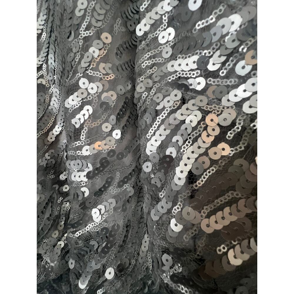 DONNA MORGAN serenity COLLECTION silver SEQUINED SHIMMER GOWN WOMENS 2 - Picture 8 of 11